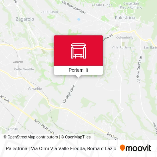 Mappa Palestrina | Via Olmi Via Valle Fredda
