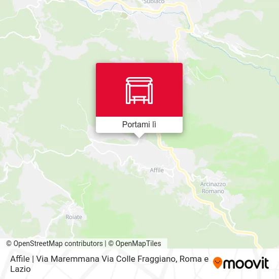 Mappa Affile | Via Maremmana Via Colle Fraggiano