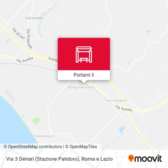 Mappa Via 3 Denari (Stazione Palidoro)