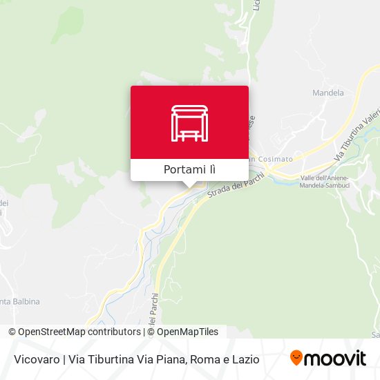 Mappa Vicovaro | Via Tiburtina Via Piana