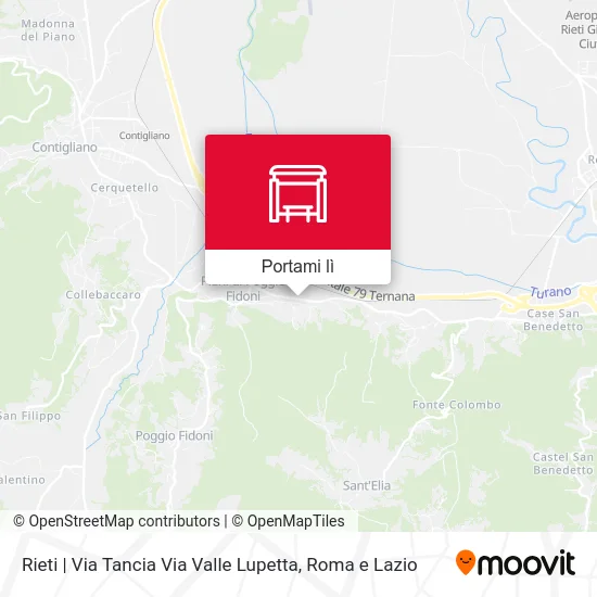 Mappa Rieti | Via Tancia Via Valle Lupetta