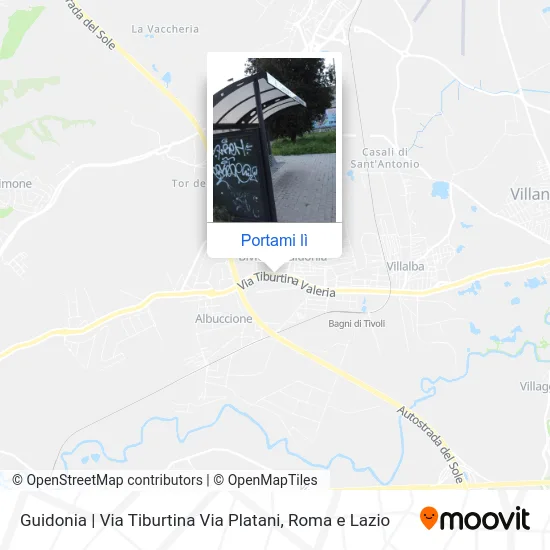 Mappa Guidonia | Via Tiburtina Via Platani