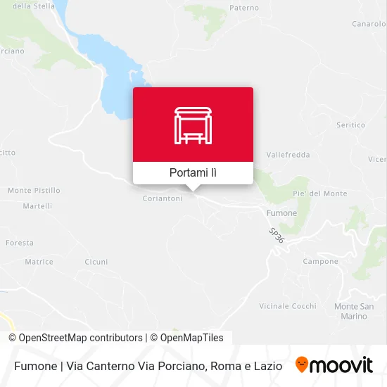 Mappa Fumone | Via Canterno Via Porciano