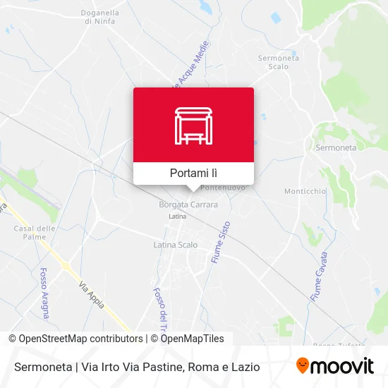 Mappa Sermoneta | Via Irto Via Pastine