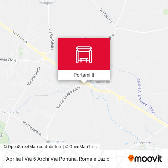 Mappa Aprilia | Via 5 Archi Via Pontina