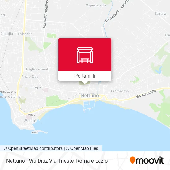 Mappa Nettuno | Via Diaz Via Trieste