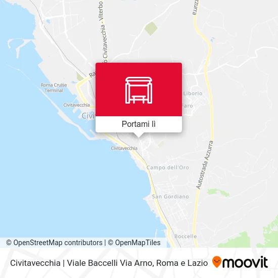 Mappa Civitavecchia | Viale Baccelli Via Arno