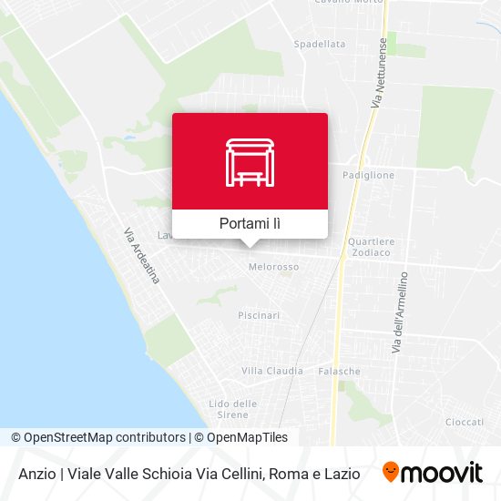 Mappa Anzio | Viale Valle Schioia Via Cellini