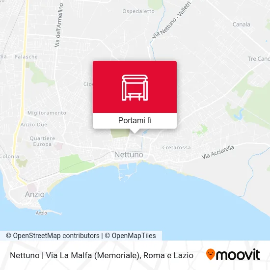 Mappa Nettuno | Via La Malfa (Memoriale)