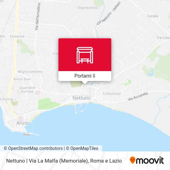 Mappa Nettuno | Via La Malfa (Memoriale)