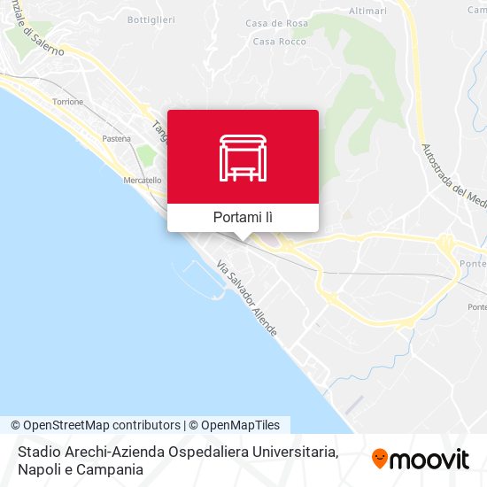 Mappa Stadio Arechi-Azienda Ospedaliera Universitaria