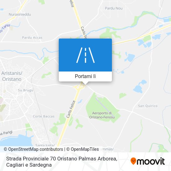 Mappa Strada Provinciale 70 Oristano Palmas Arborea