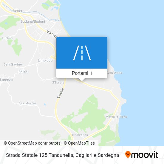 Mappa Strada Statale 125 Tanaunella