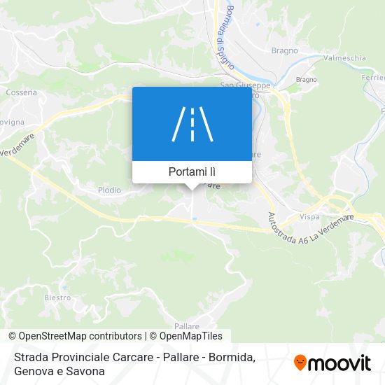 Mappa Strada Provinciale Carcare - Pallare - Bormida