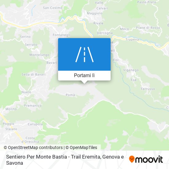 Mappa Sentiero Per Monte Bastia - Trail Eremita