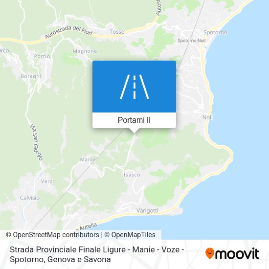 Mappa Strada Provinciale Finale Ligure - Manie - Voze - Spotorno