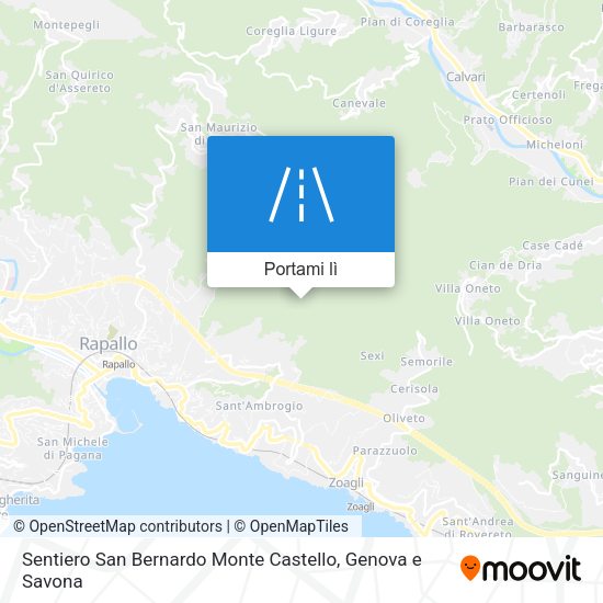 Mappa Sentiero San Bernardo Monte Castello