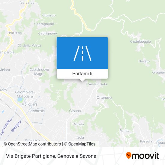 Mappa Via Brigate Partigiane