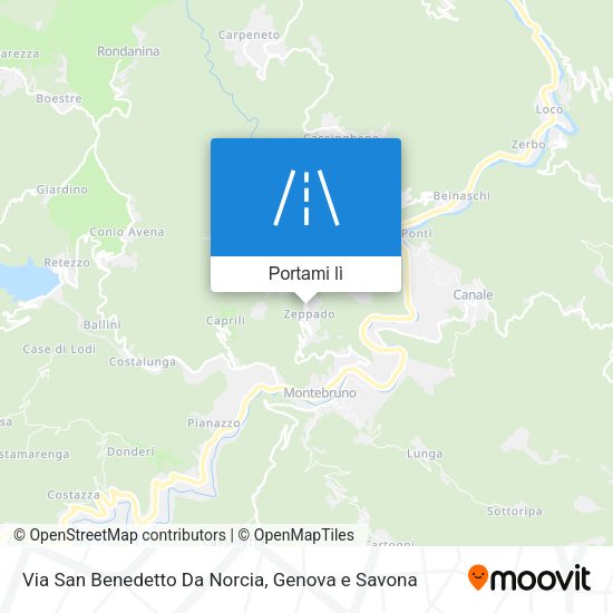 Mappa Via San Benedetto Da Norcia