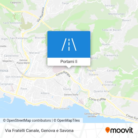 Mappa Via Fratelli Canale