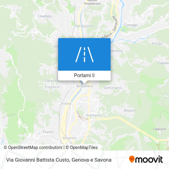 Mappa Via Giovanni Battista Custo