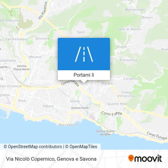Mappa Via Nicolò Copernico