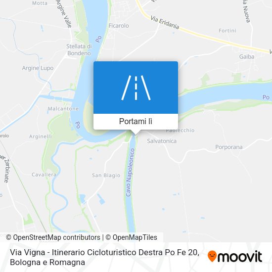 Mappa Via Vigna - Itinerario Cicloturistico Destra Po Fe 20