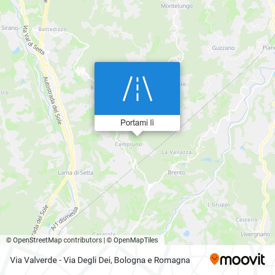 Mappa Via Valverde - Via Degli Dei
