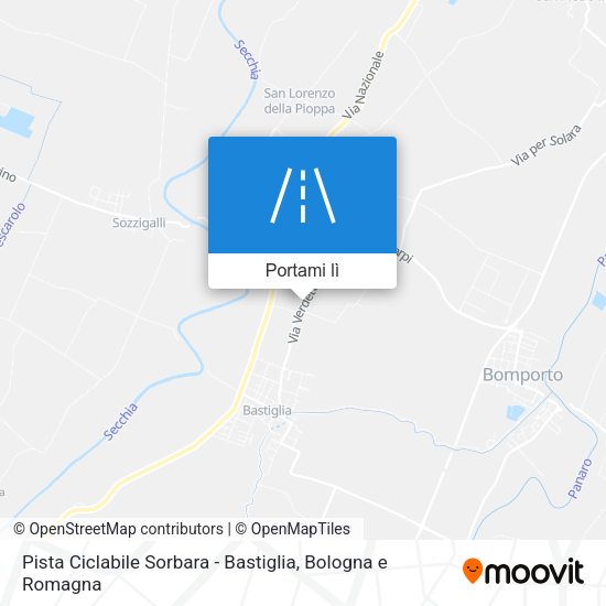 Mappa Pista Ciclabile Sorbara - Bastiglia