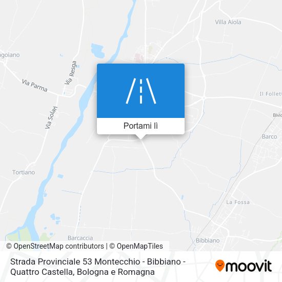 Mappa Strada Provinciale 53 Montecchio - Bibbiano - Quattro Castella