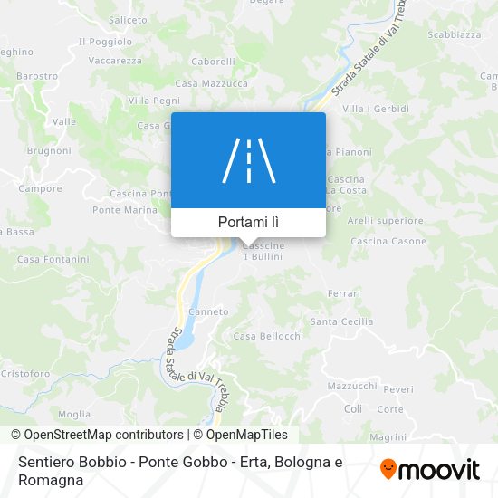 Mappa Sentiero Bobbio - Ponte Gobbo - Erta