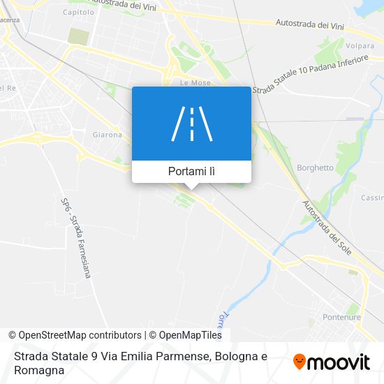 Mappa Strada Statale 9 Via Emilia Parmense