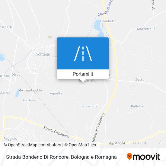 Mappa Strada Bondeno Di Roncore