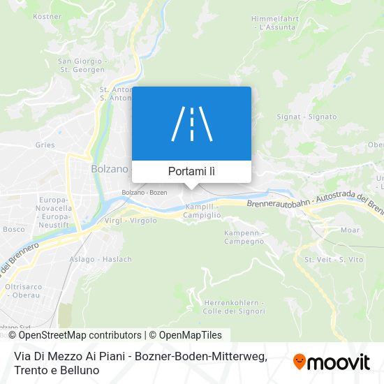 Mappa Via Di Mezzo Ai Piani - Bozner-Boden-Mitterweg