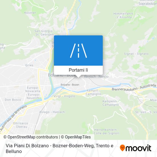 Mappa Via Piani Di Bolzano - Bozner-Boden-Weg