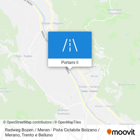 Mappa Radweg Bozen / Meran - Pista Ciclabile Bolzano / Merano