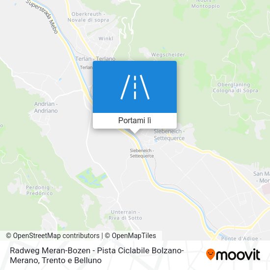 Mappa Radweg Meran-Bozen - Pista Ciclabile Bolzano-Merano