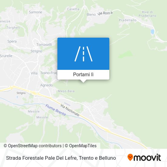 Mappa Strada Forestale Pale Del Lefre