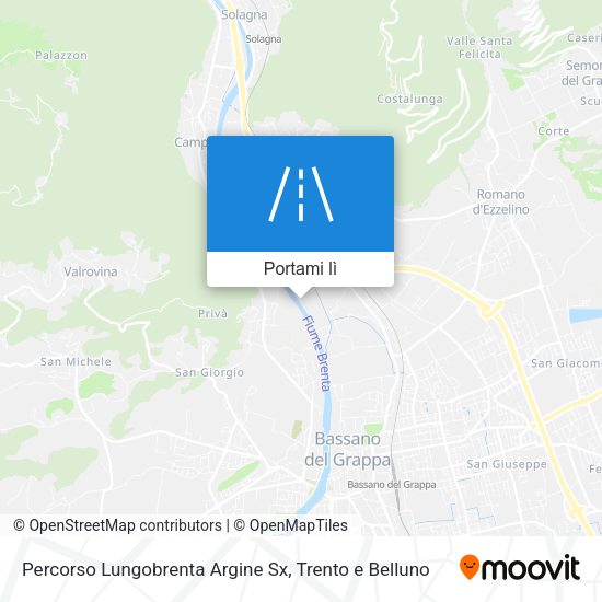 Mappa Percorso Lungobrenta Argine Sx