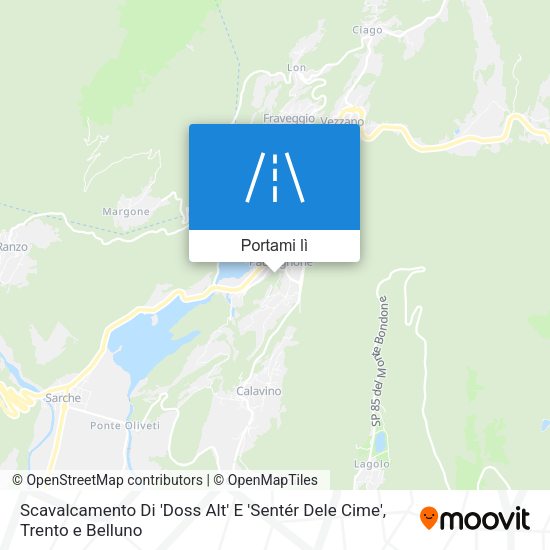 Mappa Scavalcamento Di 'Doss Alt' E 'Sentér Dele Cime'