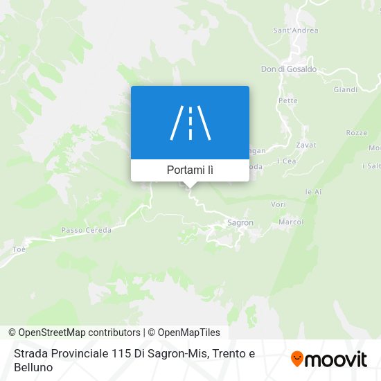 Mappa Strada Provinciale 115 Di Sagron-Mis