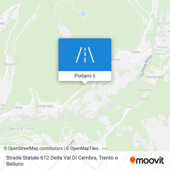 Mappa Strada Statale 612 Della Val Di Cembra