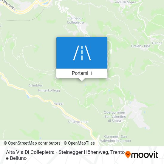Mappa Alta Via Di Collepietra - Steinegger Höhenweg