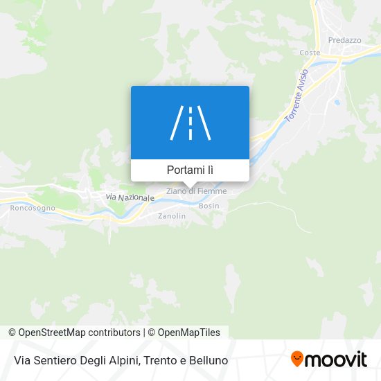 Mappa Via Sentiero Degli Alpini