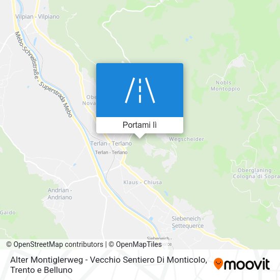 Mappa Alter Montiglerweg - Vecchio Sentiero Di Monticolo