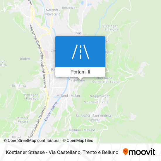 Mappa Köstlaner Strasse - Via Castellano