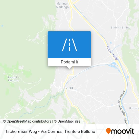Mappa Tschermser Weg - Via Cermes