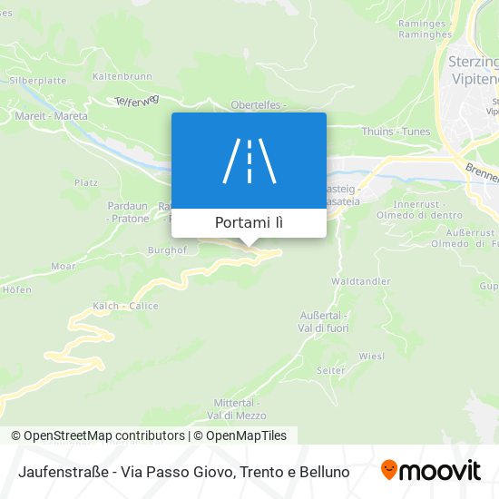 Mappa Jaufenstraße - Via Passo Giovo
