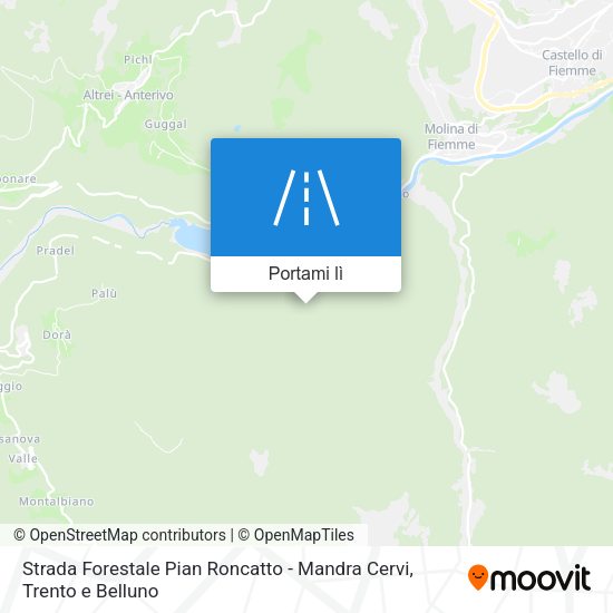 Mappa Strada Forestale Pian Roncatto - Mandra Cervi