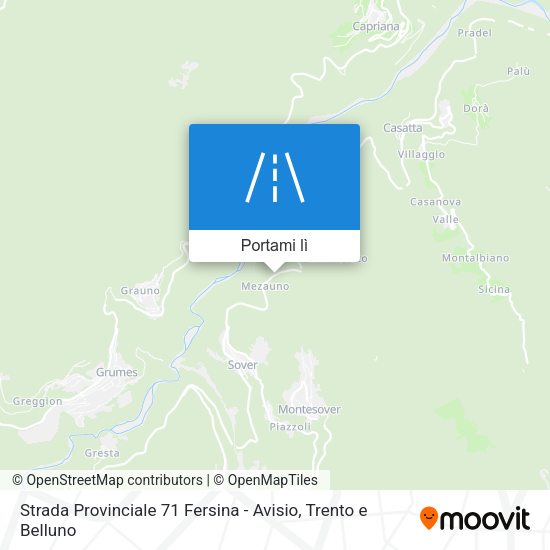 Mappa Strada Provinciale 71 Fersina - Avisio